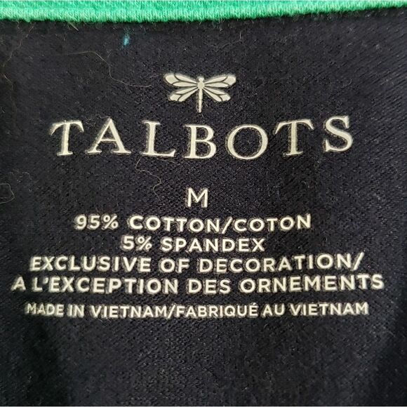 🔸️Talbots Blue & Red Cherry Print Short Sleeve Polo Top Medium - Picture 9 of 10